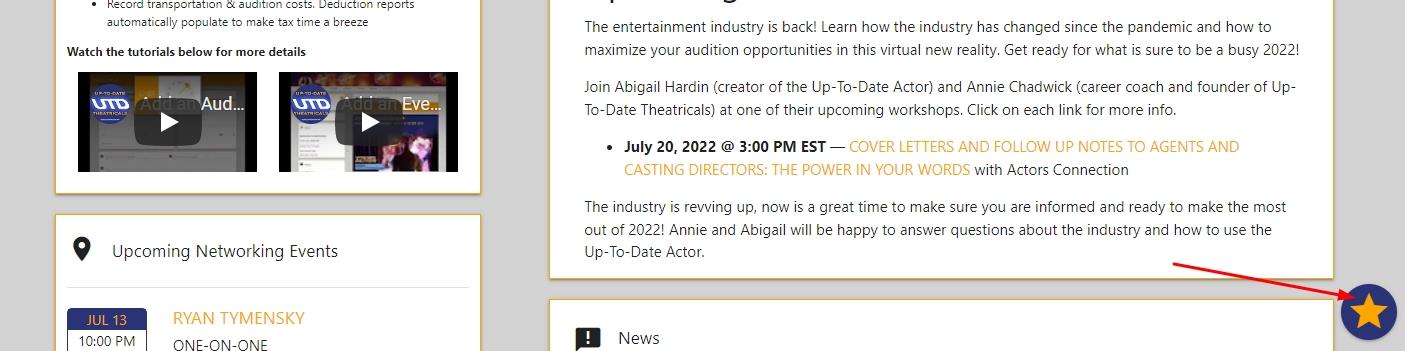 Adding Auditions And Meetings From Bottom Right Corner Of The Page